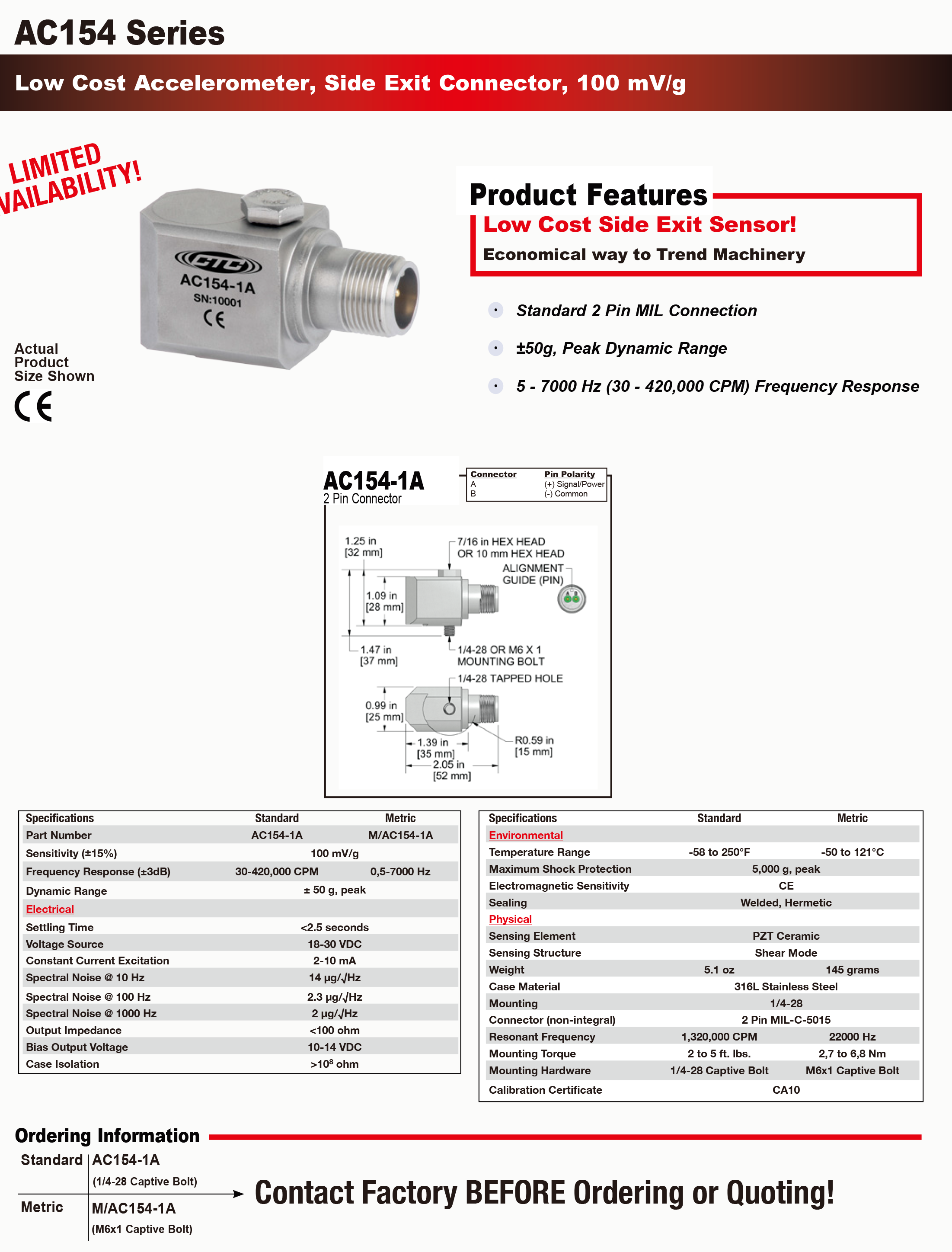 AC154-1A通用型加速度振动传感器说明书